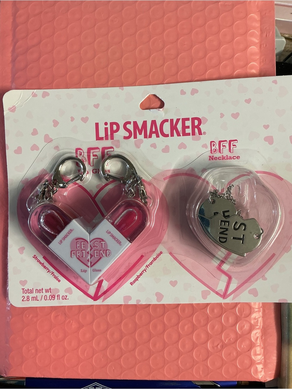 Lip Smacker BFF Best Friend Lip Gloss & Necklace Set - Pink & Silver